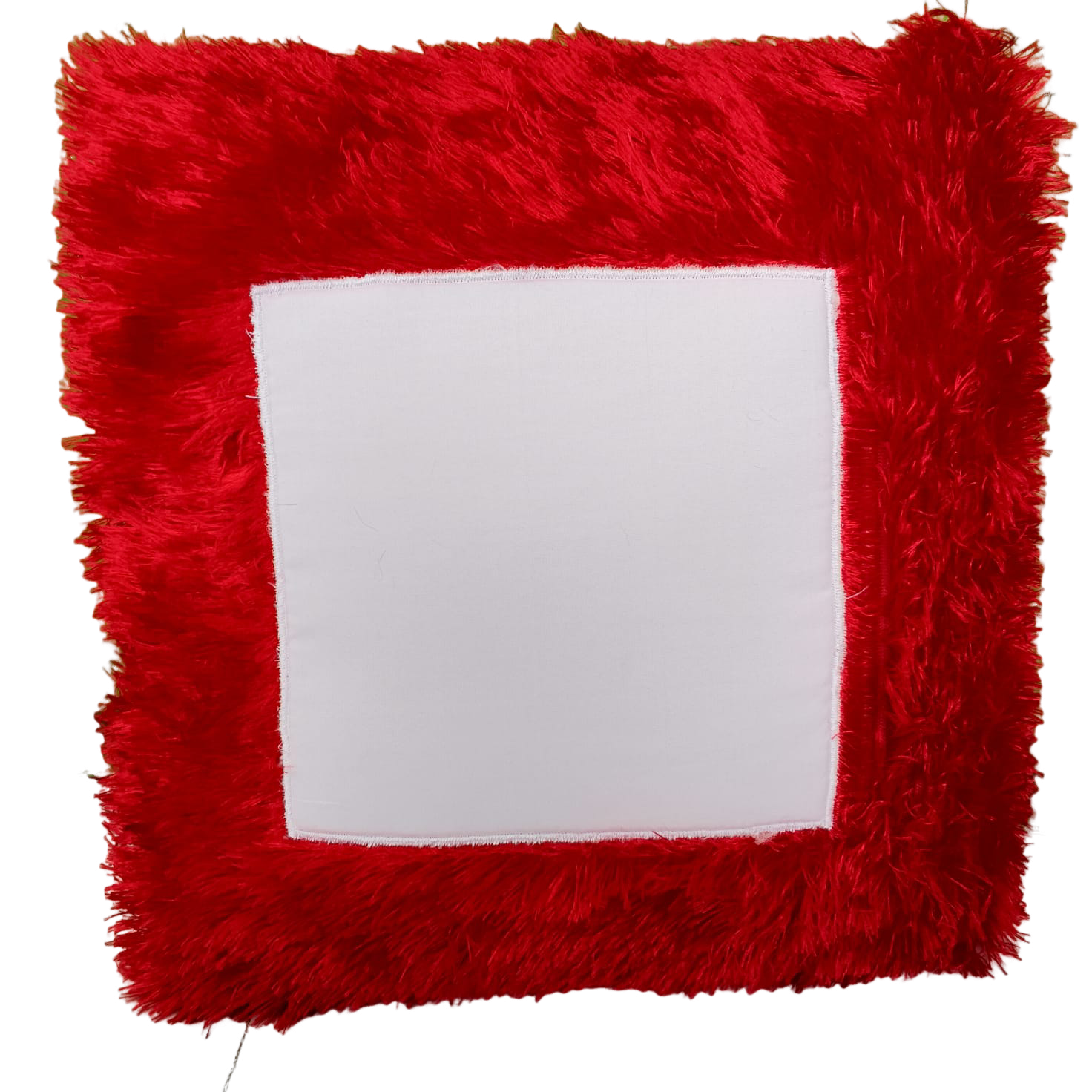 Customize  fur square red pillow