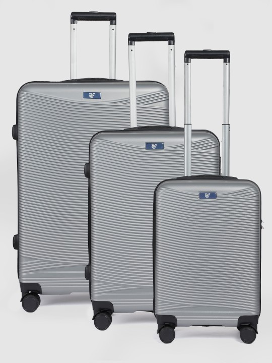 Stylish Grey Hard-Shell Trolley Bag with 4 Wheels