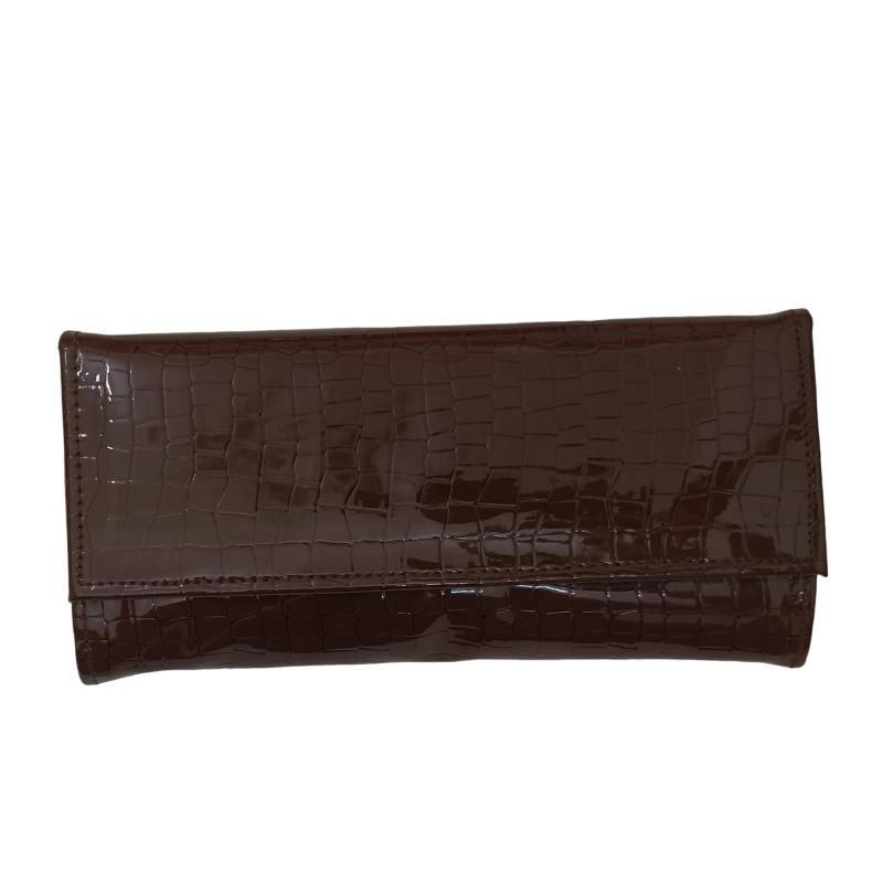 Fashion Faux Clutch with Croc Texture – Multi-Compartment Design for Phone, Cash & Card Storage