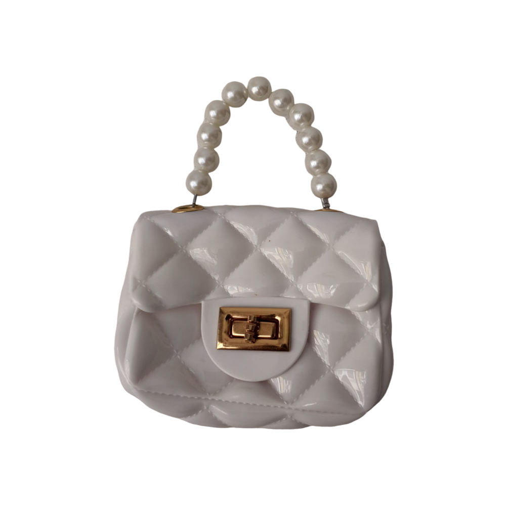 trendy kids mini quilted handbag with pearl handle
