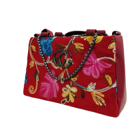 Luxurious Embroidered Floral Handbag with Chain Strap - Chic Women's Shoulder Bag
