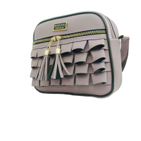 Chic Dome-Shaped Crossbody Bag with Monogram Design and Adjustable Stripe Strap