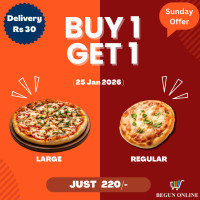 Large Veg Cheese Pizza + Regular Veg Pizza  (BUY 1 GET 1 Sunday Offer)