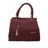 Women's Designer Handbag with Floral Embossed Pattern and Tassel Charm