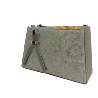 Stylish Metallic Textured Handbag with Bow Accent Shoulder Bag