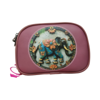 Chic Gray Dome-Shaped Crossbody Bag with Monogram Design and Adjustable Stripe Strap