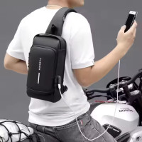 Multipurpose Anti-theft Sling Bag Pack with Lock&USB Charging Port Chest Shoulder Crossbody Backpack (Black)