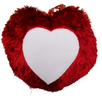 Customize fur heart red pillow