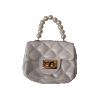 trendy kids mini quilted handbag with pearl handle